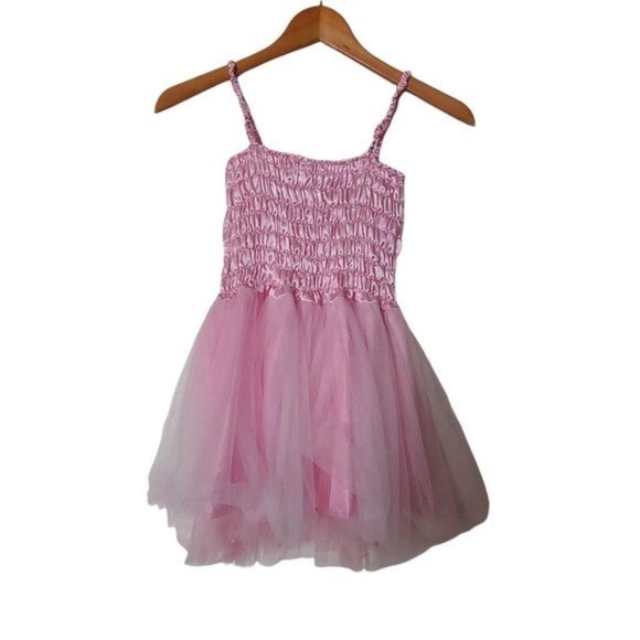 HH Pink Tule Feather Dress Fit Flare Stretch Dress - Picture 5 of 10